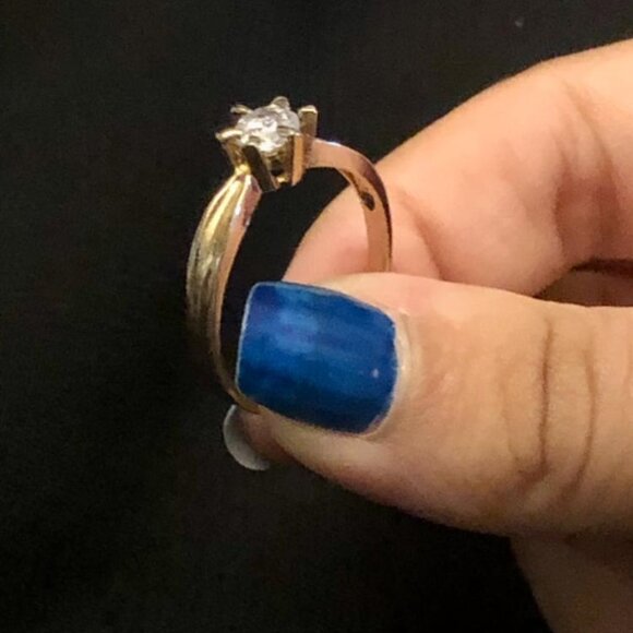 Rhodium-Plated Yellow Gold Ring Size 8 - Picture 2 of 3